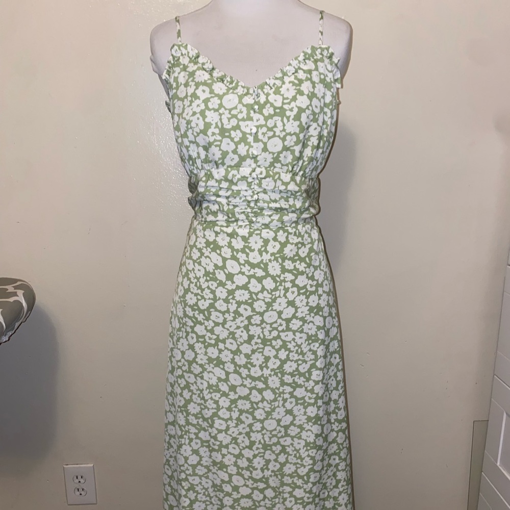 Floral along Dress with a slit.